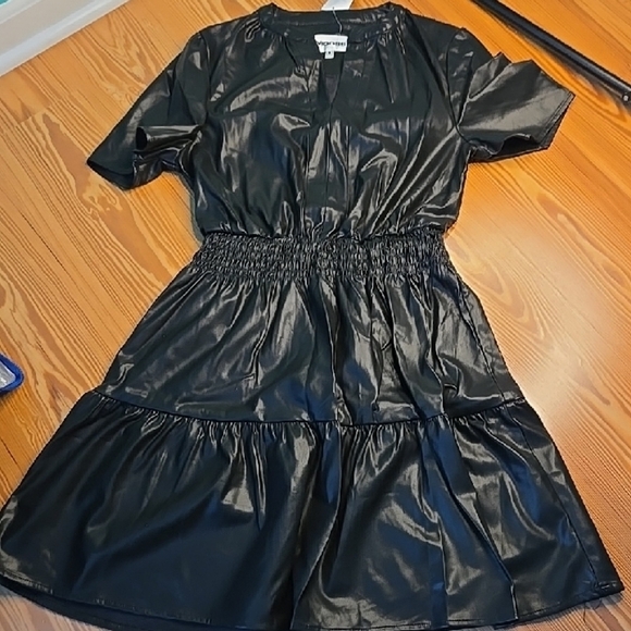 Vigoss Dresses & Skirts - Vigoss Black Faux Leather Dress